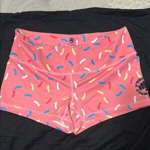 Feed Me Fight Me Sprinkle Donut Workout Shorts – Size M
